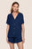 Model is wearing Gisele TENCEL™ Modal Rib Relaxed Short PJ Set  in Navy