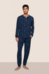Model is wearing Henry Printed TENCEL™ Modal Long PJ Set  in Forest Pine Navy