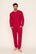 Model is wearing Henry Printed TENCEL™ Modal Long PJ Set in Hollyberry Holly Red