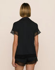 Model is wearing Malou TENCEL™ Modal Shortie Short PJ Set in Black