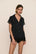 Model is wearing Malou TENCEL™ Modal Shortie Short PJ Set in Black
