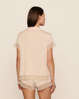 Model is wearing Malou TENCEL™ Modal Shortie Short PJ Set in Tea Rose