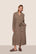 Model is wearing Recycled Boucle Robe  in Deep Taupe