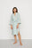 Model is wearing Nautico Midi Robe in Regatta Stripe Seagrass/White