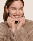 Model is wearing Renew Plush Long Robe  in Toffee