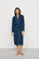 Model is wearing Gisele TENCEL™ Modal Long Robe in Navy/Ivory