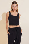 Recycled Boucle Cropped Tank - Black