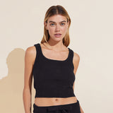 Eberjey Recycled Boucle Cropped Tank - Black