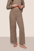 Model is wearing Recycled Boucle Pant  in Deep Taupe