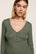 Model is wearing Pointelle V Neck Henley  in  Desert Sage
