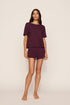 Model is wearing Pointelle Short in Wildberry