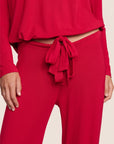 Model is wearing Gisele TENCEL™ Modal Slouchy PJ Set  in Holly Red/Holly Red