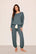 Model is wearing Gisele TENCEL™ Modal Slouchy PJ Set  in  Stone Blue/Ivory