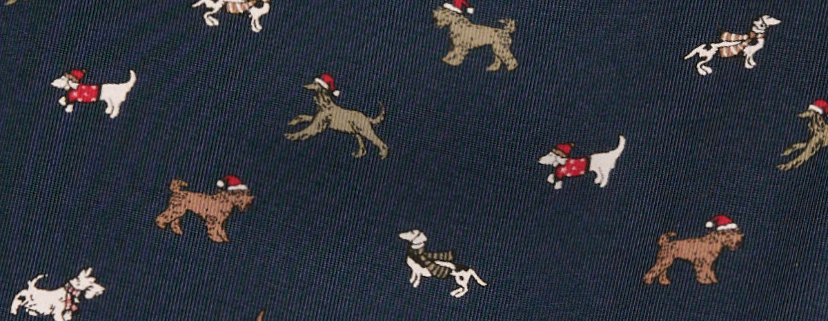 Detail image of TENCEL holiday PJs in Santa Paws print