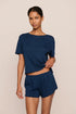 Model is wearing Pointelle Short  in Navy