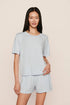 Model is wearing Gisele TENCEL™ Modal Everyday Relaxed Short  in Ice Blue