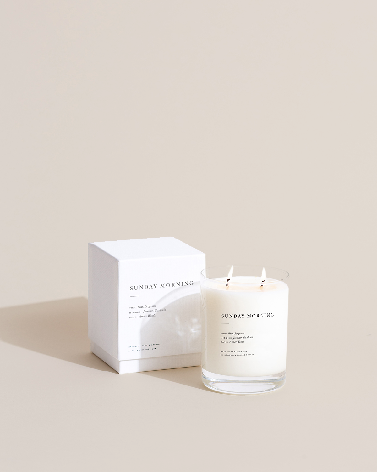 Image of two-wick Brooklyn Candle in Sunday Morning