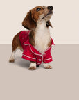 Model is wearing Gisele Printed TENCEL™ Modal Pet PJ  in Nutcracker Holly Red/Ivory