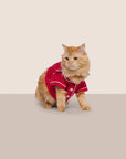 Model is wearing Gisele Printed TENCEL™ Modal Pet PJ  in Nutcracker Holly Red/Ivory