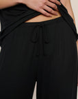 Model is wearing Dream Rib Wide Leg Pant in Black