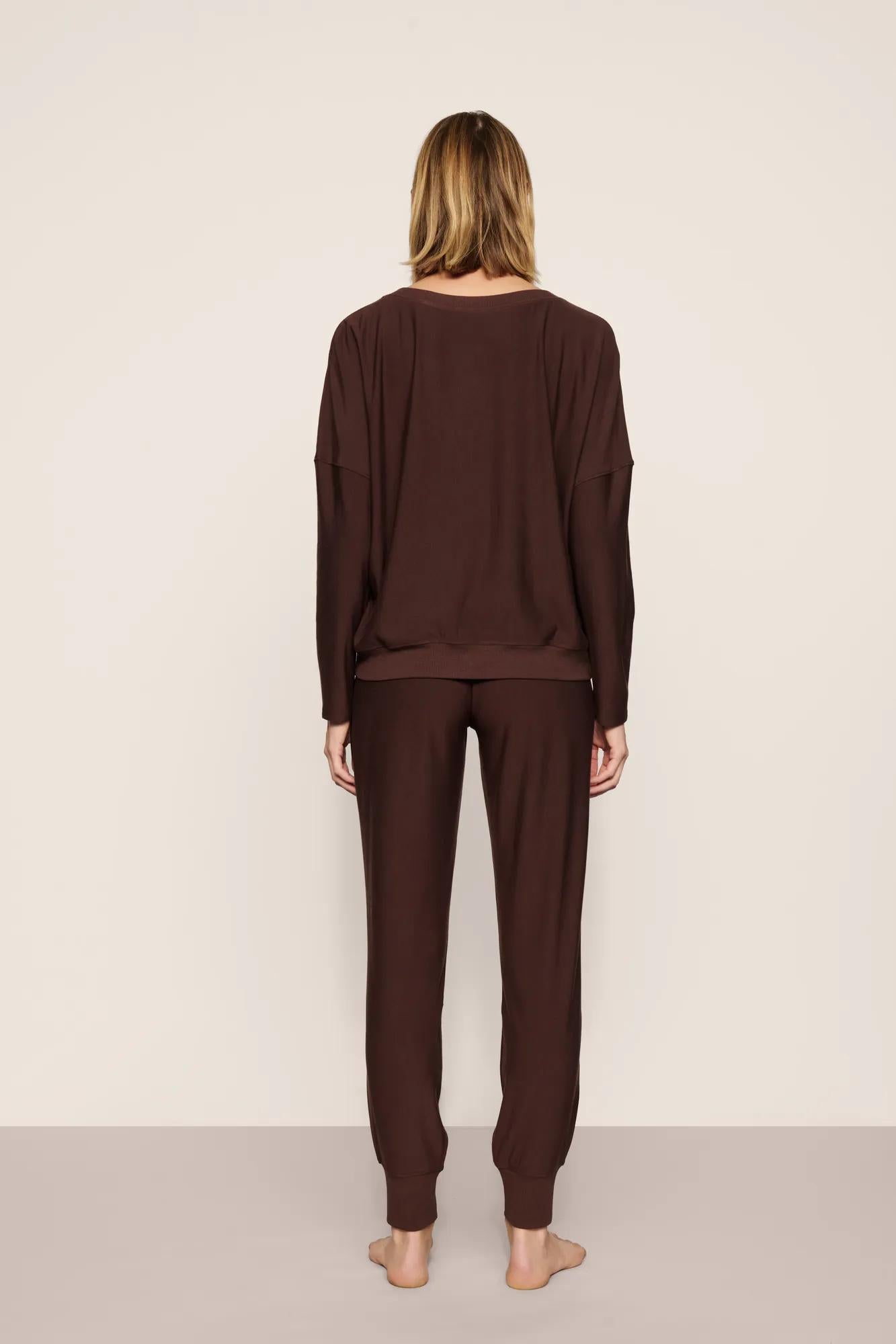 Model is wearing Softest Sweats Jogger in Chocolate