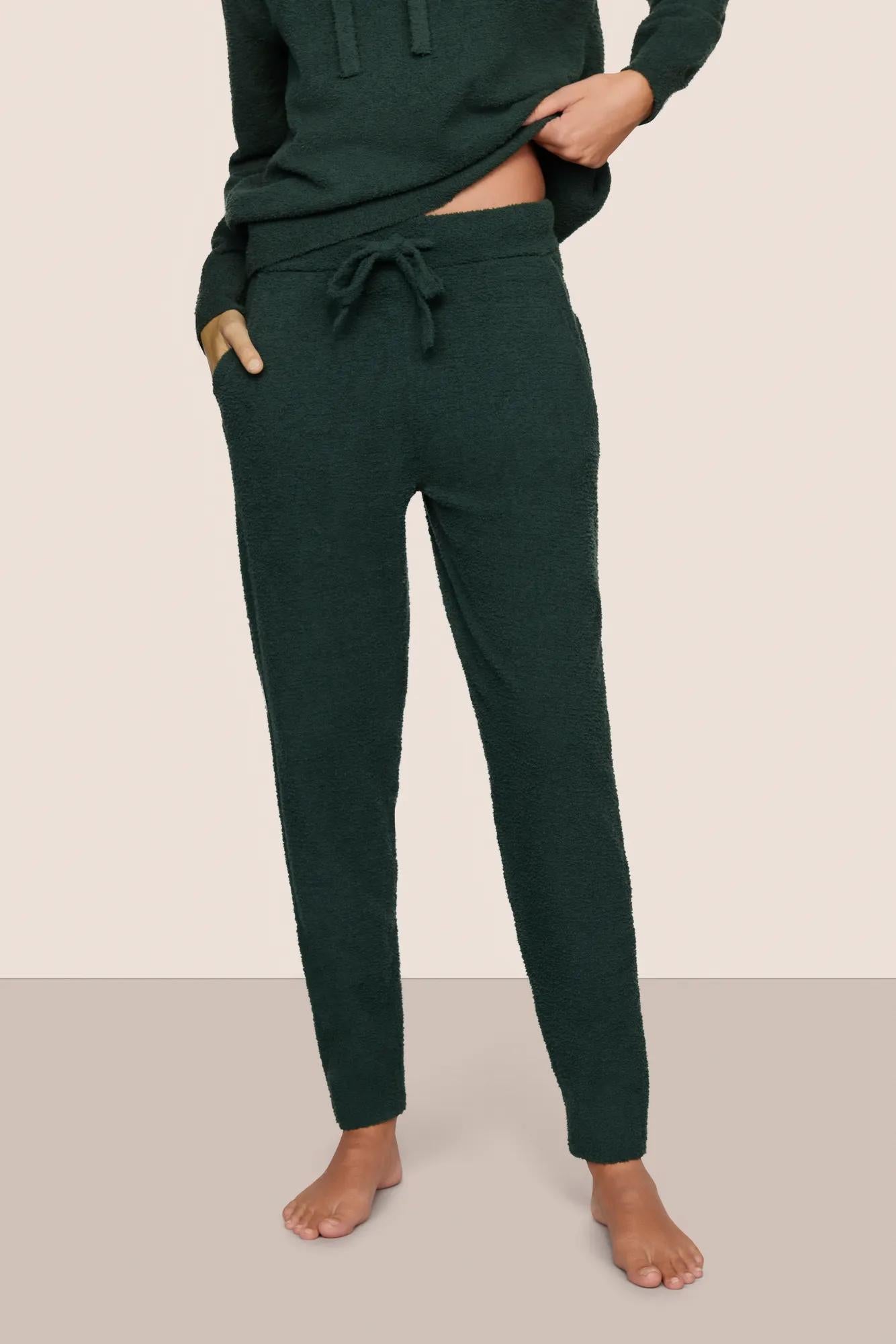 Model is wearing Recycled Boucle Relaxed Fit Jogger  in Pine