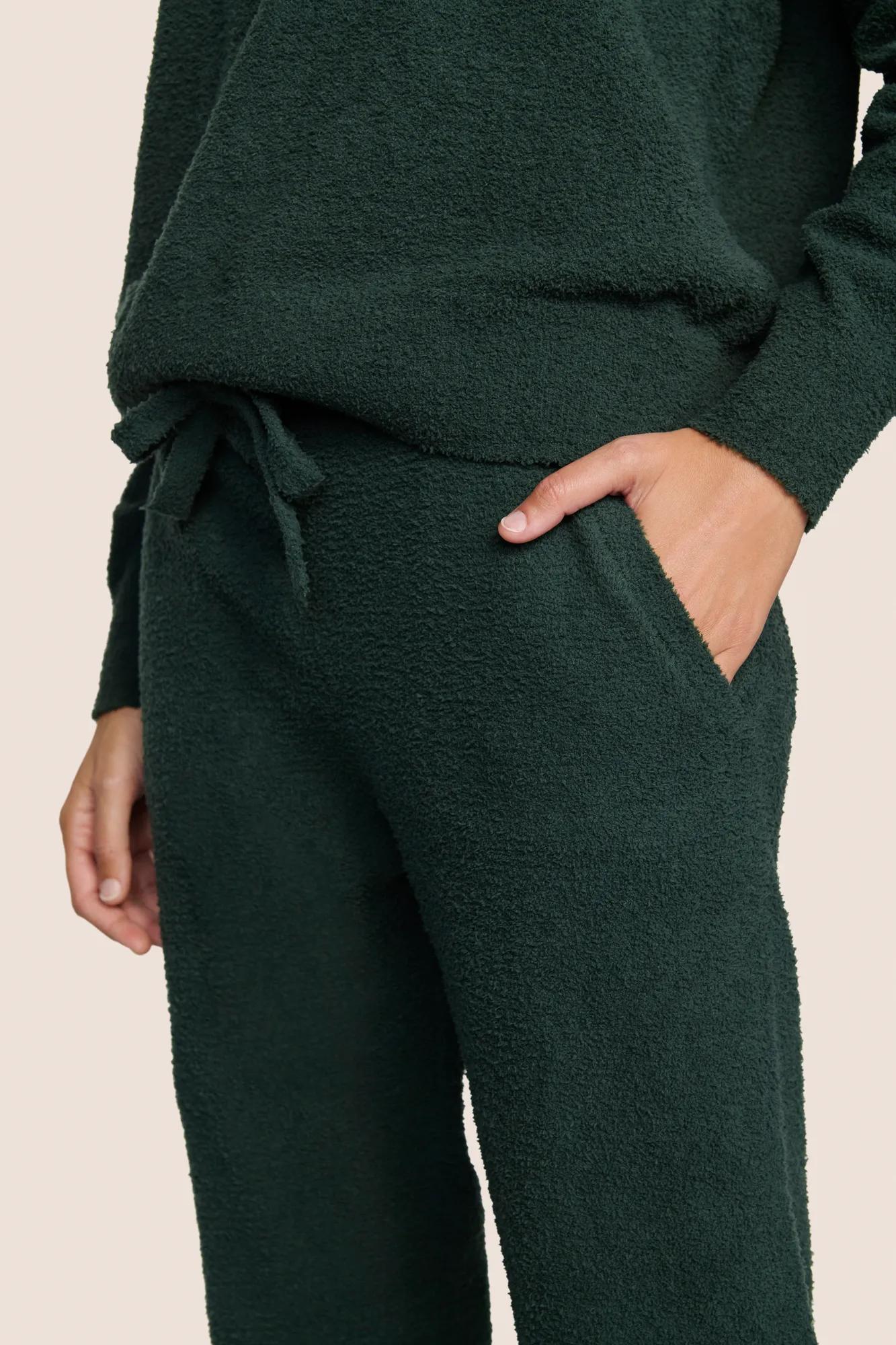 Model is wearing Recycled Boucle Relaxed Fit Jogger  in Pine