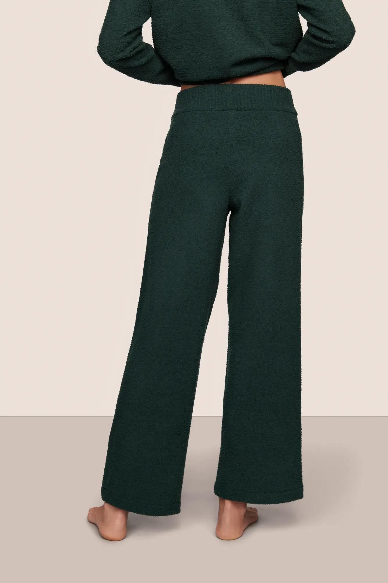 Model is wearing Recycled Boucle Pant  in Pine