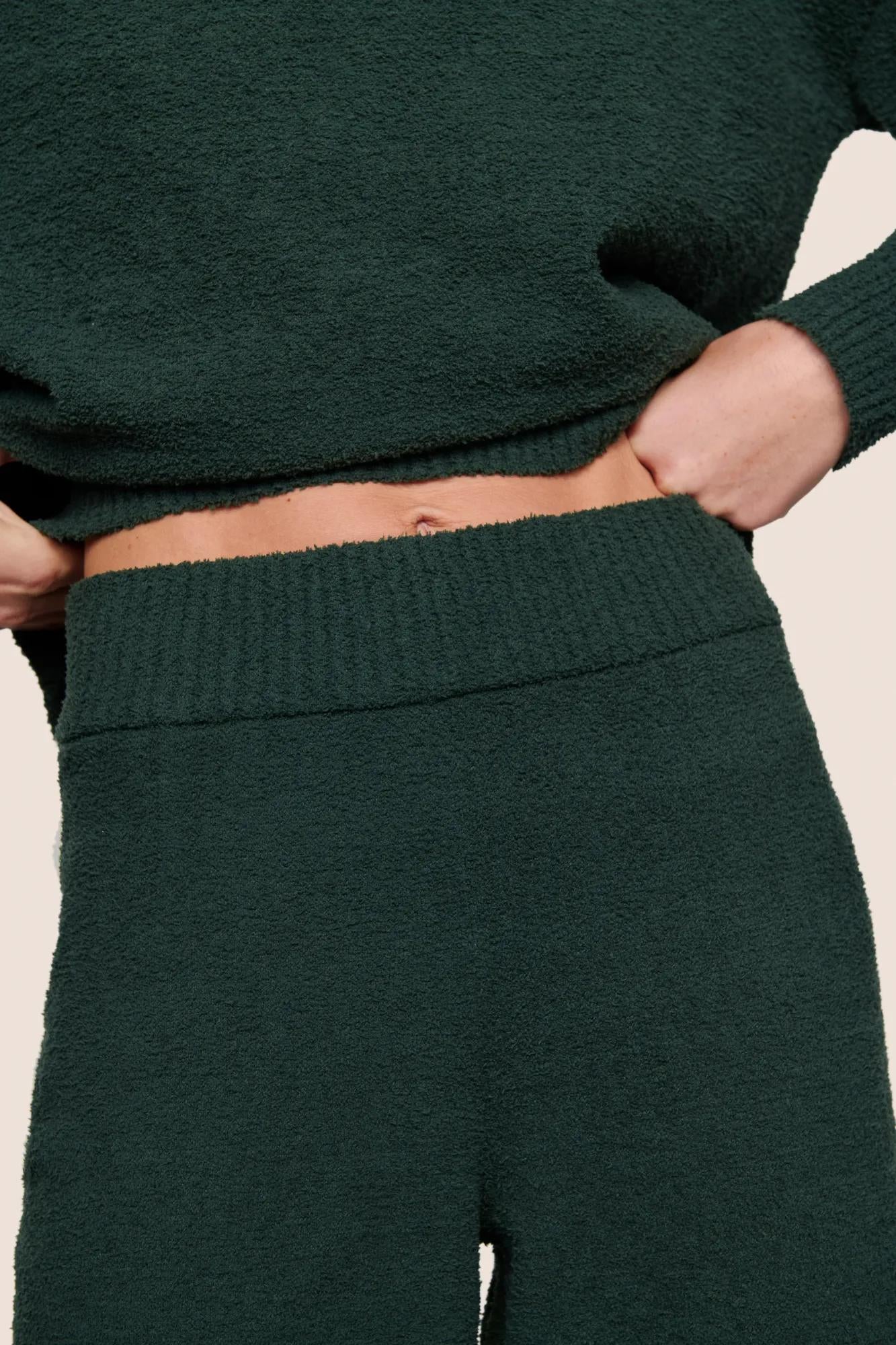 Model is wearing Recycled Boucle Pant  in Pine