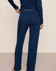 Model is wearing Pointelle Pant  in Navy