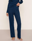 Model is wearing Pointelle Pant  in Navy