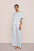 Model is wearing Gisele TENCEL™ Modal Everyday Straight Leg Pant  in Ice Blue