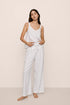 Model is wearing Linen Blend Relaxed Pant in White