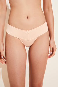 Pima Stretch Cotton V Thong - Buff