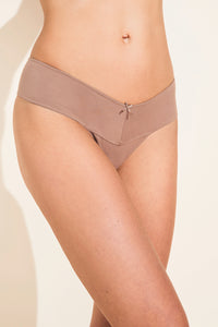 Pima Stretch Cotton V Thong - Mocha
