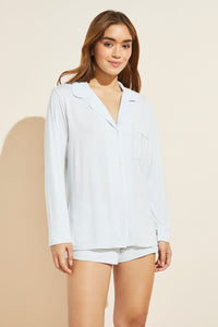 Gisele TENCEL™ Modal Long Sleeve & Shortie Short PJ Set - Water Blue/White