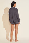 Gisele TENCEL™ Modal Long Sleeve & Shortie Short PJ Set - Graphite/Sorbet Pink