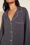 Gisele TENCEL™ Modal Long Sleeve & Shortie Short PJ Set - Graphite/Sorbet Pink