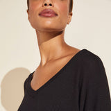 Eberjey Elon Relaxed Rib Pullover - Black