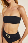 Summer Textured Bikini Top - Black