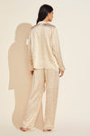 Inez Washable Silk Printed Long PJ Set - Mink Puff/Bone
