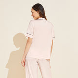 Eberjey Gisele TENCEL™ Modal Short Sleeve & Pant PJ Set - Sorbet Pink/Black