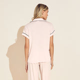 Eberjey Gisele TENCEL™ Modal Short Sleeve Cropped PJ Set - Sorbet Pink/Black