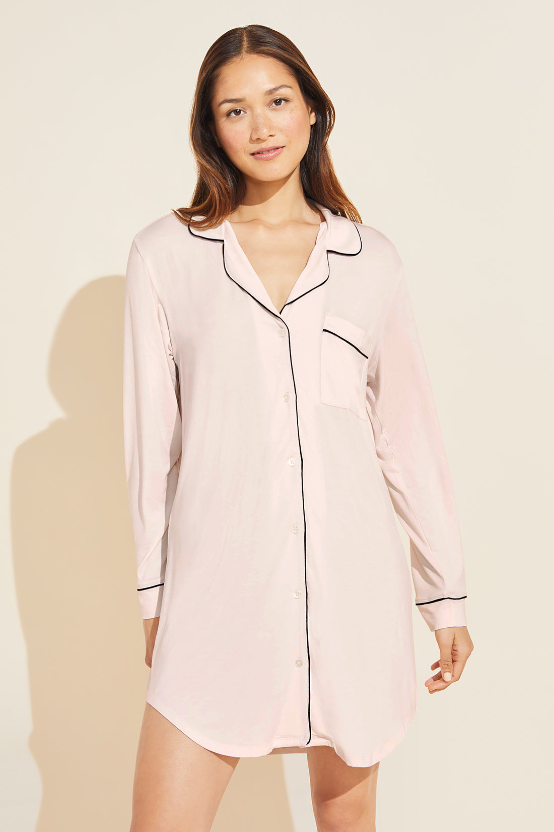 Gisele TENCEL™ Modal Sleepshirt - Black/Sorbet Pink - Eberjey
