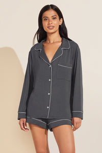 Gisele TENCEL™ Modal Long Sleeve & Shortie Short PJ Set - Graphite/Sorbet Pink