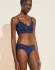 Model wears Rosalia TENCEL™ Modal Bralette in Navy.