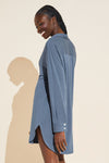 Gisele TENCEL™ Modal Boyfriend Sleepshirt - Coastal Blue/Ivory