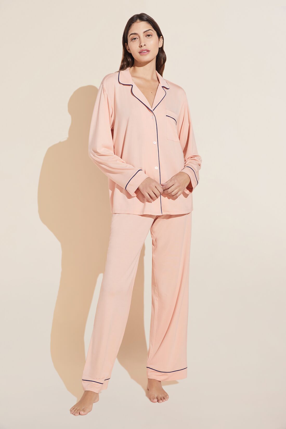 EBERJEY Gisele piped stretch-modal pajama set