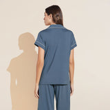 Eberjey Gisele TENCEL™ Modal Short Sleeve Cropped PJ Set - Coastal Blue/Ice Blue