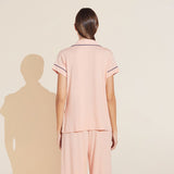 Eberjey Gisele TENCEL™ Modal Short Sleeve Cropped PJ Set - Rose Cloud/Navy